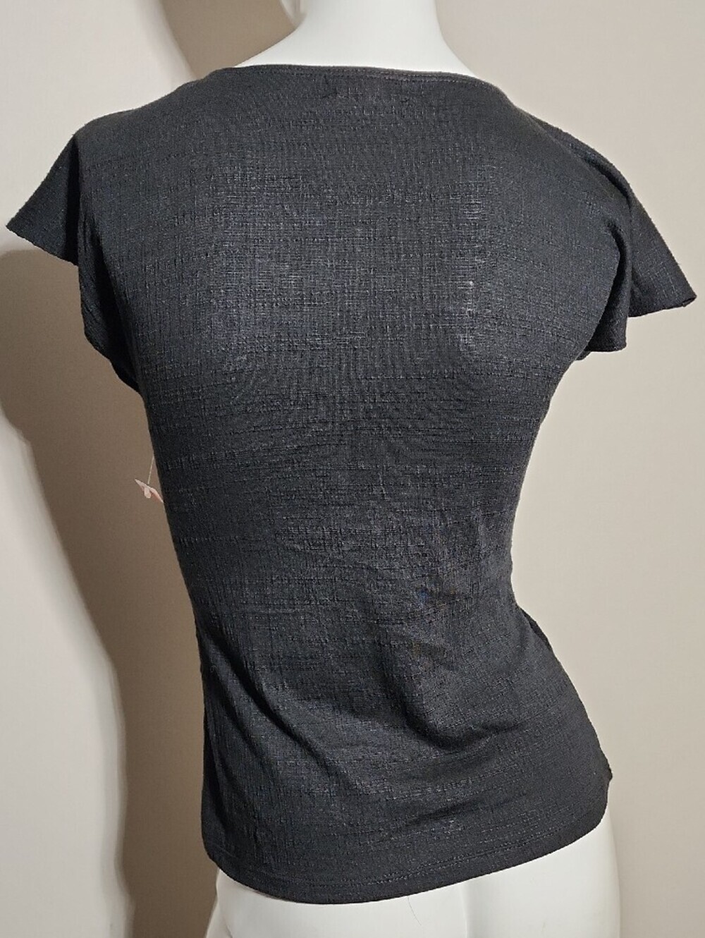 Max Studio Black Ruched V-Neck Drawstring Top - Picture 3 of 7
